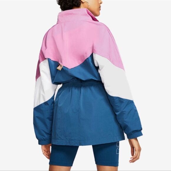 NWT Nike Icon Clash Track Jacket Women’s Medium Windbreaker Long Pink White Blue - Picture 5 of 12